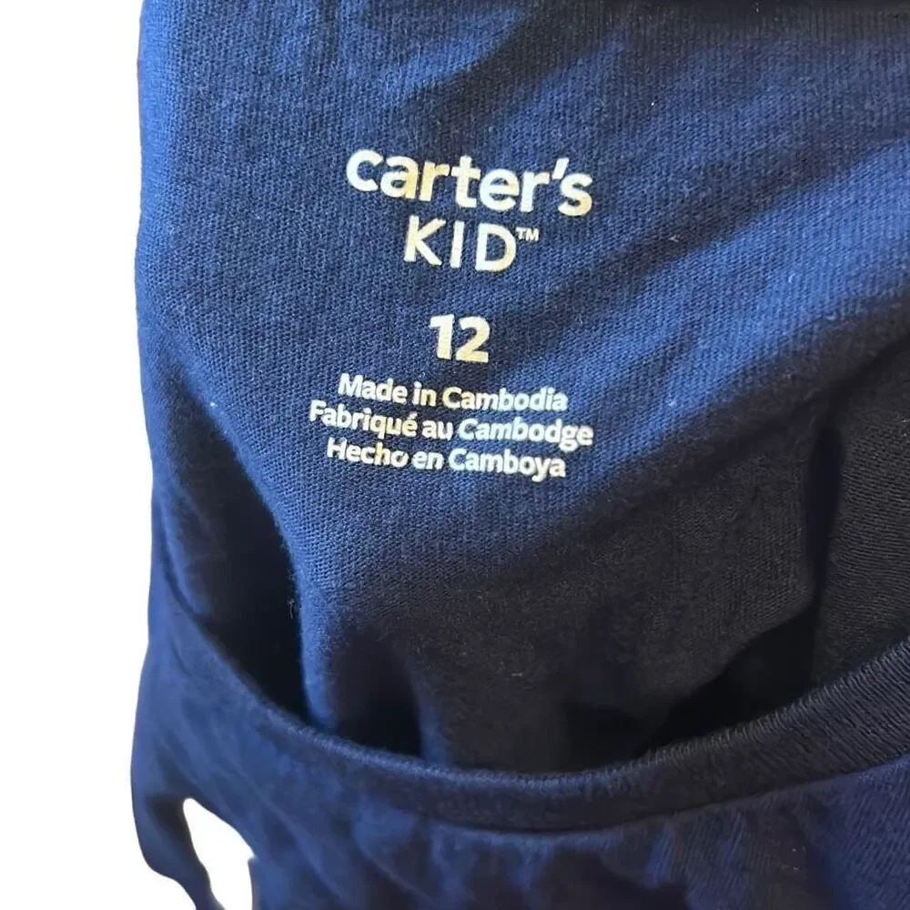 Carter's Graphic Tee Kids Size 12 Navy Blue Excellent Full of Smiles‎ Daisy
